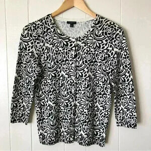 Talbots 3/4 Sleeve Lightweight Floral Print Cotton Blend Cardigan  Size SP